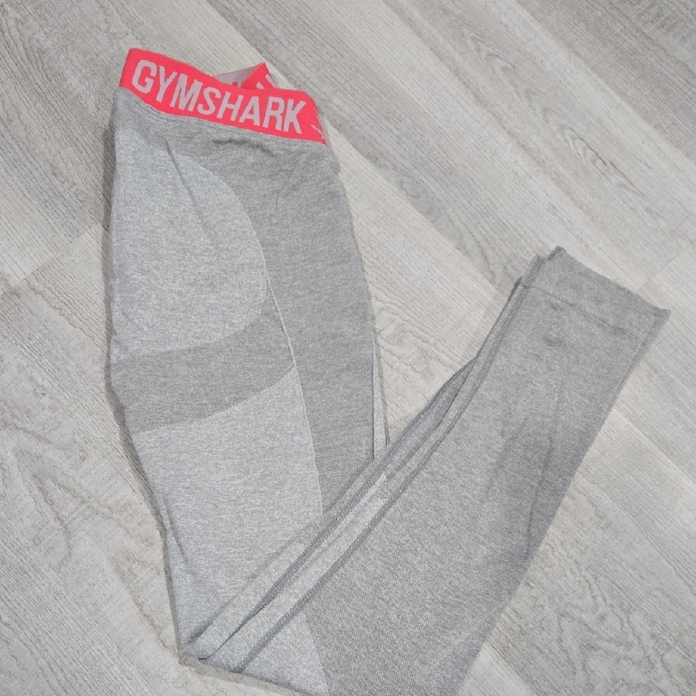 Gymshark Heather Gray Leggings with Bold Red Waistband